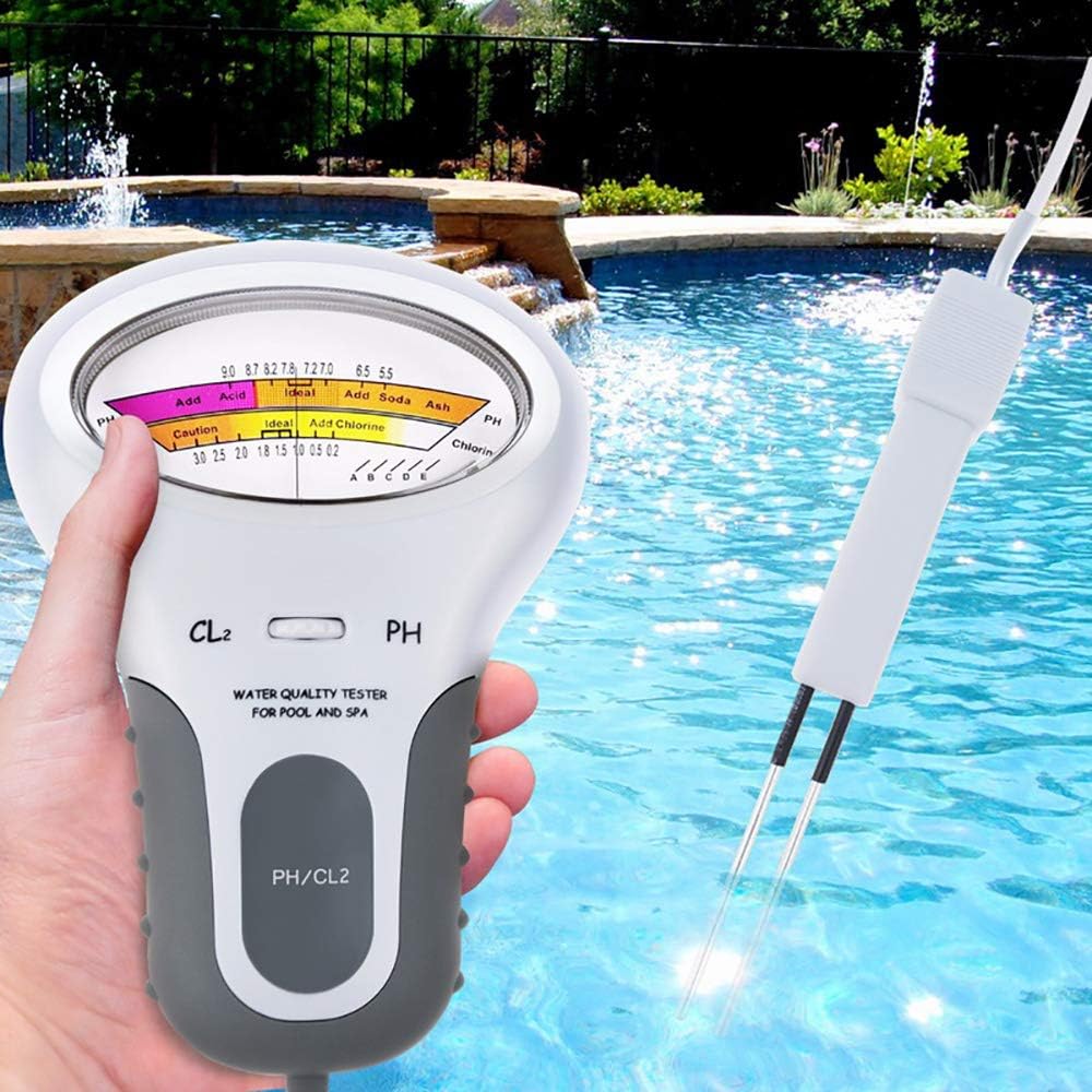 tooloflife 2-in-1 Chlorine & PH Meter Level Tester Portable Water Quality Analysis Monitor Meter for Swimming Pool Spa Aquarium