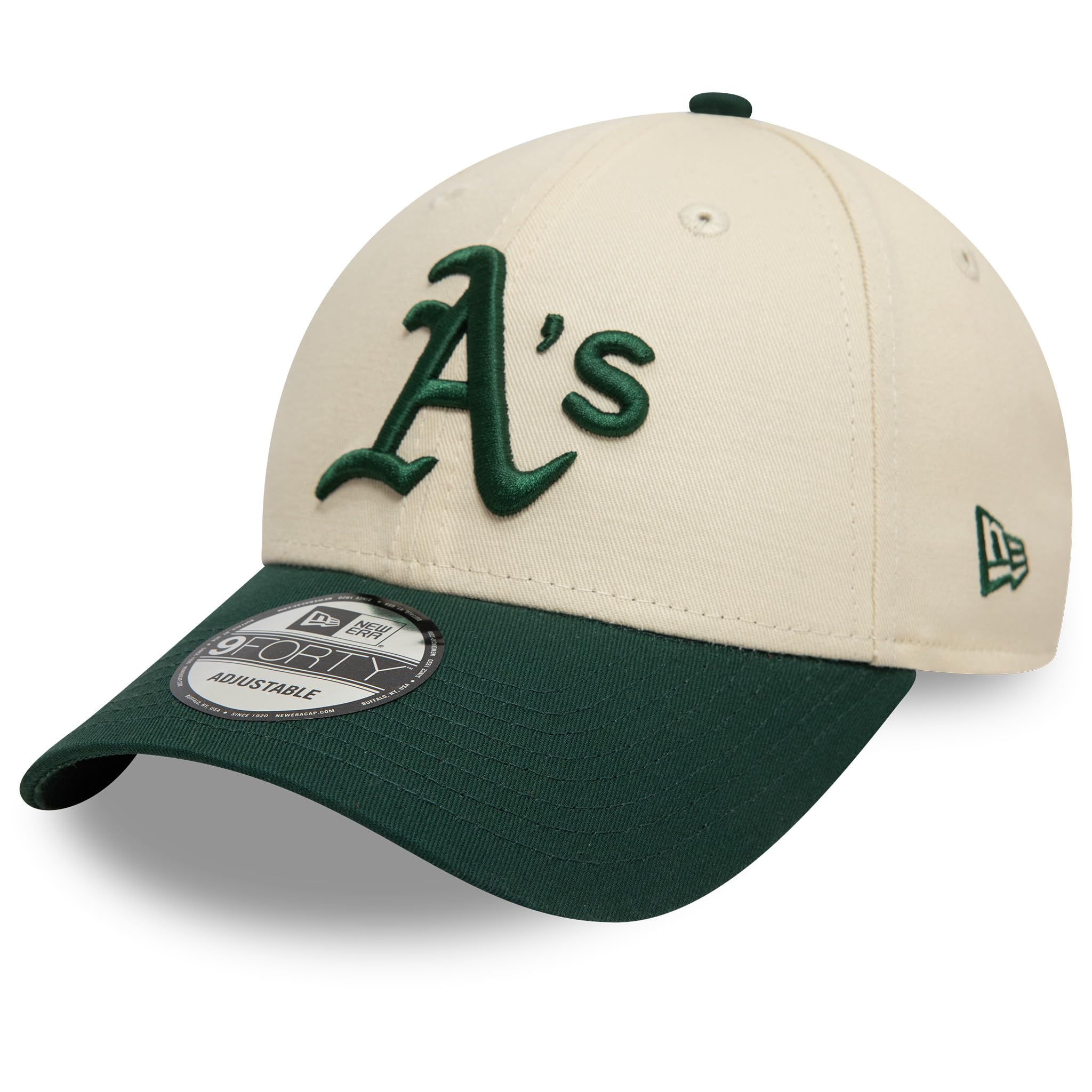 NEW ERA OAKLAND ATHLETICS BASEBALL CAP.9FORTY COLOUR BLOCK GREEN CREAM HAT S26