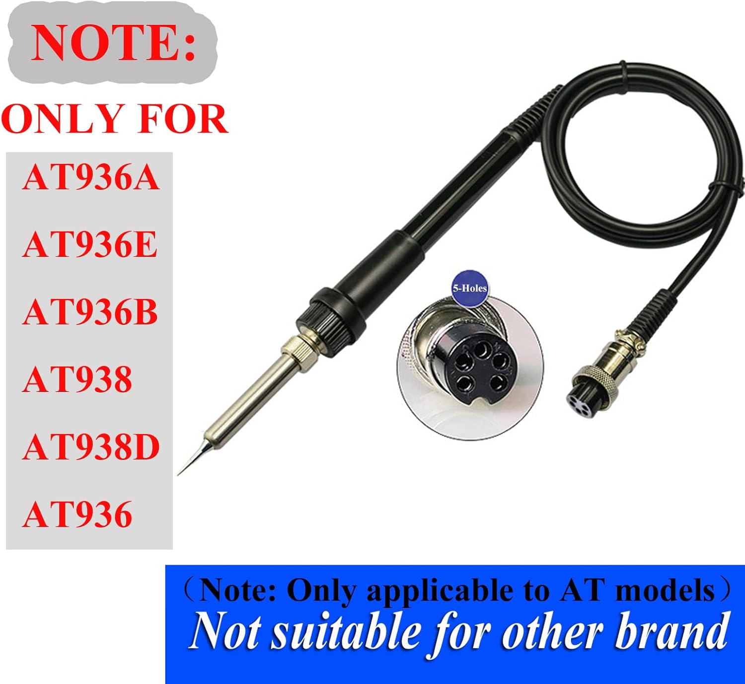 Baitaihem Replacement Solder Handle Soldering Station Iron Pencil 60W Works with AT936,AT936A,AT936E,AT936B,AT938,AT938D