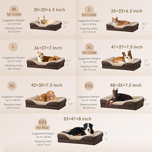 Miniatura 5 de EHEYCIGA Cama para perros de espuma viscoelástica para perros de tamaño grande, sofá ortopédico para perros con lados y forro impermeable, sofá cama