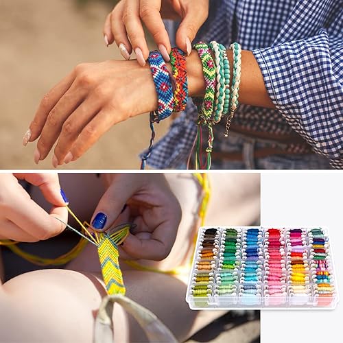 Miniatura 5 de VICOVI Friendship Bracelet String Kits with Organizer Storage Box, 110 Colors Embroidery Floss 52Pcs Cross Stitch Tools-Labeled with Embroidery