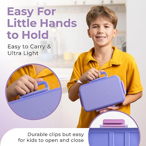 Miniatura 8 de Ultimate Kids Bento - Juego de lonchera y cubiertos a prueba de fugas para niños con insertos intercambiables, sin BPA, apto para lavavajillas y