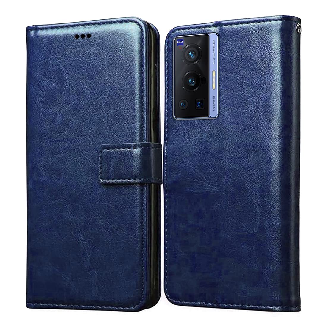 Flip Cover Back Case for Vivo X70 Pro 5G | Premium Leather Finish | Inbuilt Pockets & Stand | Flip Cover Back Case for Vivo X70 Pro 5G (Blue)