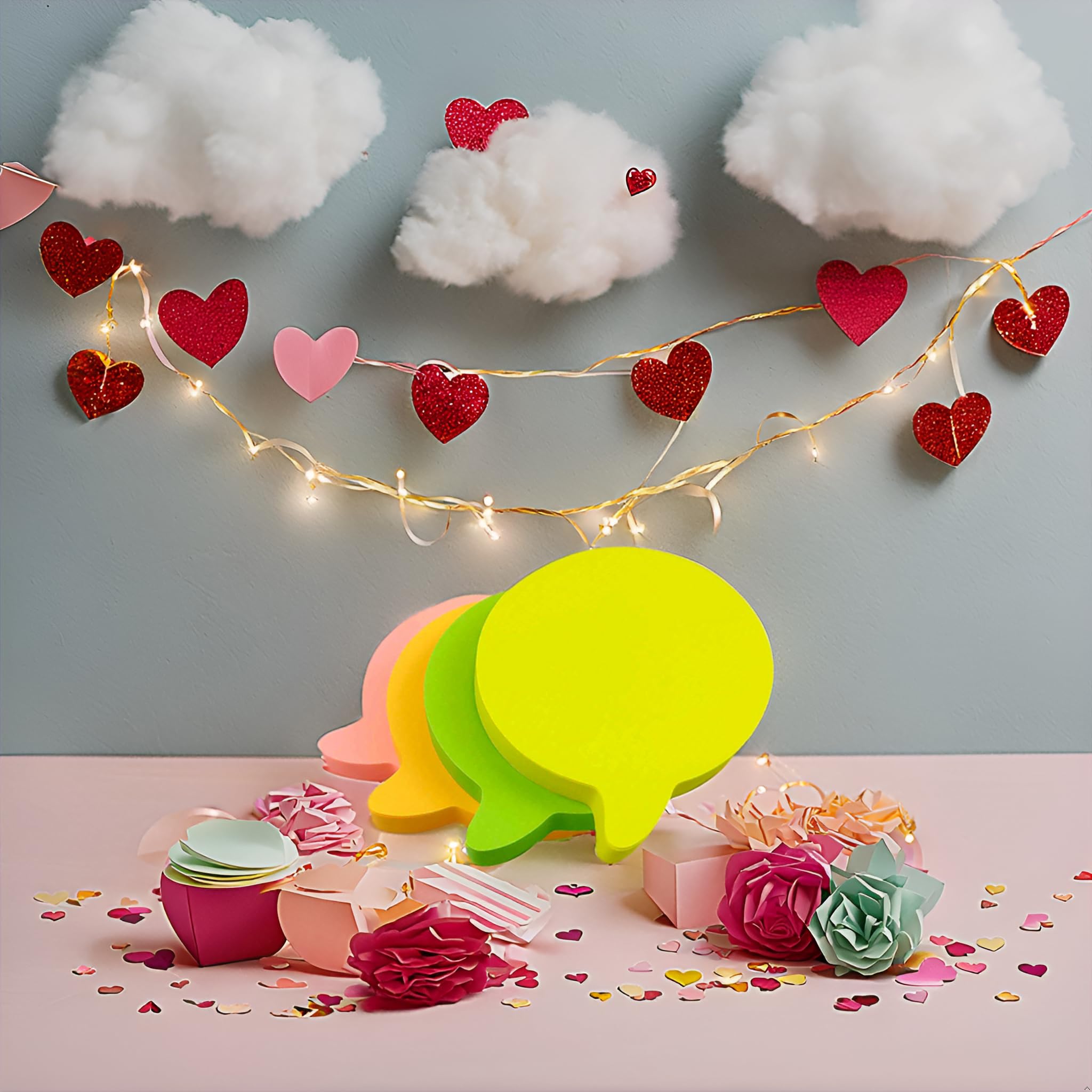 Despachador De Notas Para Hojas 400 Notas Adhesivas Brillantes De 76 X 76 Mm, 4 Blocs De 100 Hojas Post It Corazon