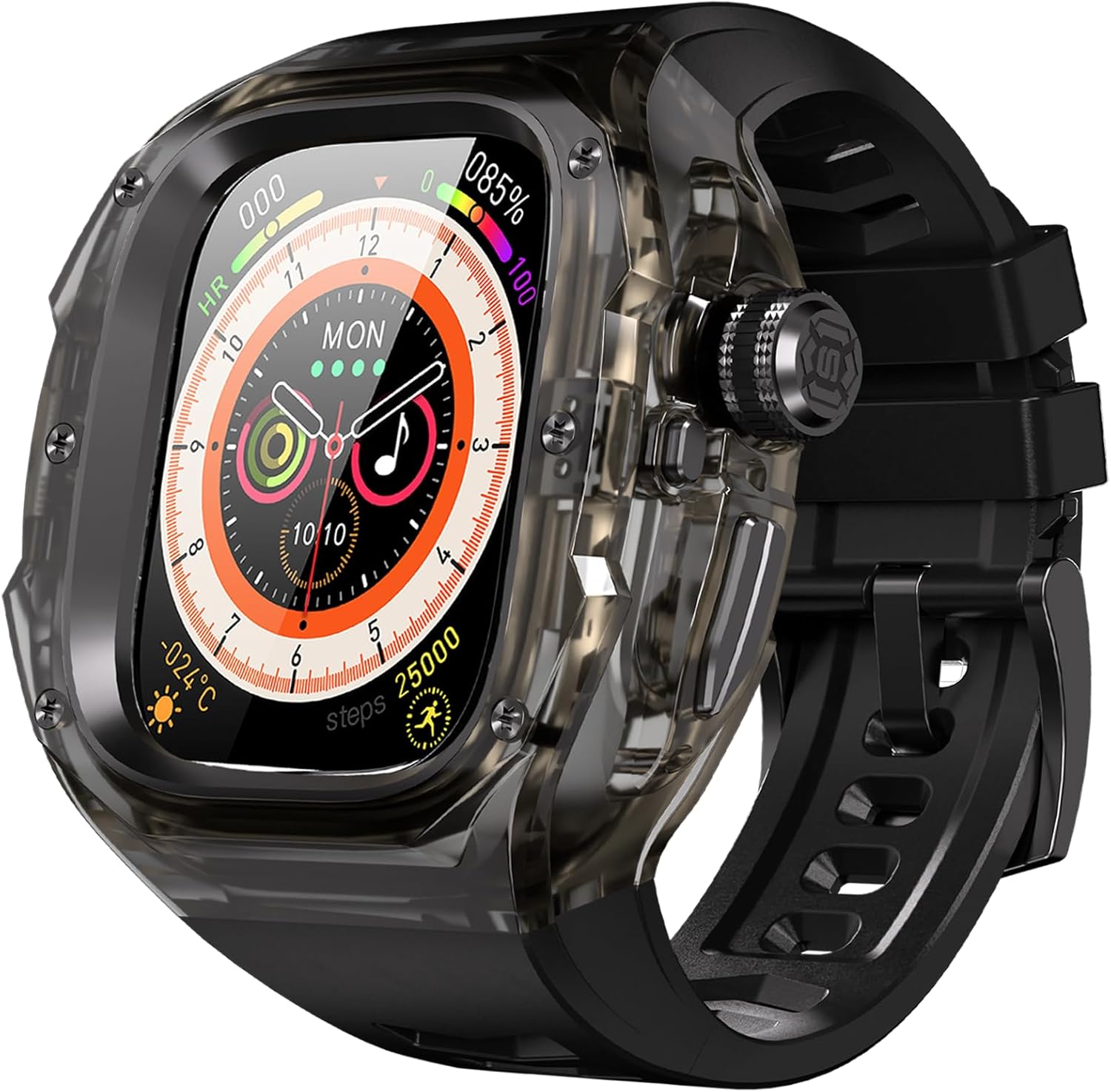 for Apple Watch Ultra 3/2/1 49mm Case, Rugged Case with Band for Apple Watch 49mm One-Click Open Design and Military Grade Shockproof Bumper Cover for Men and Women (Black)