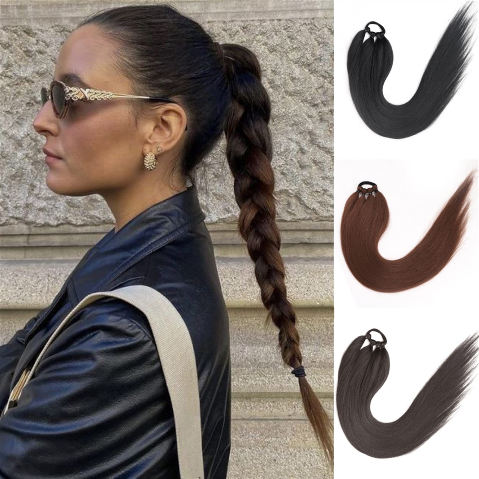 Amazon.com: AEYSD-456 Ponytail Hair Extension 26 Inch Black  display picture 2