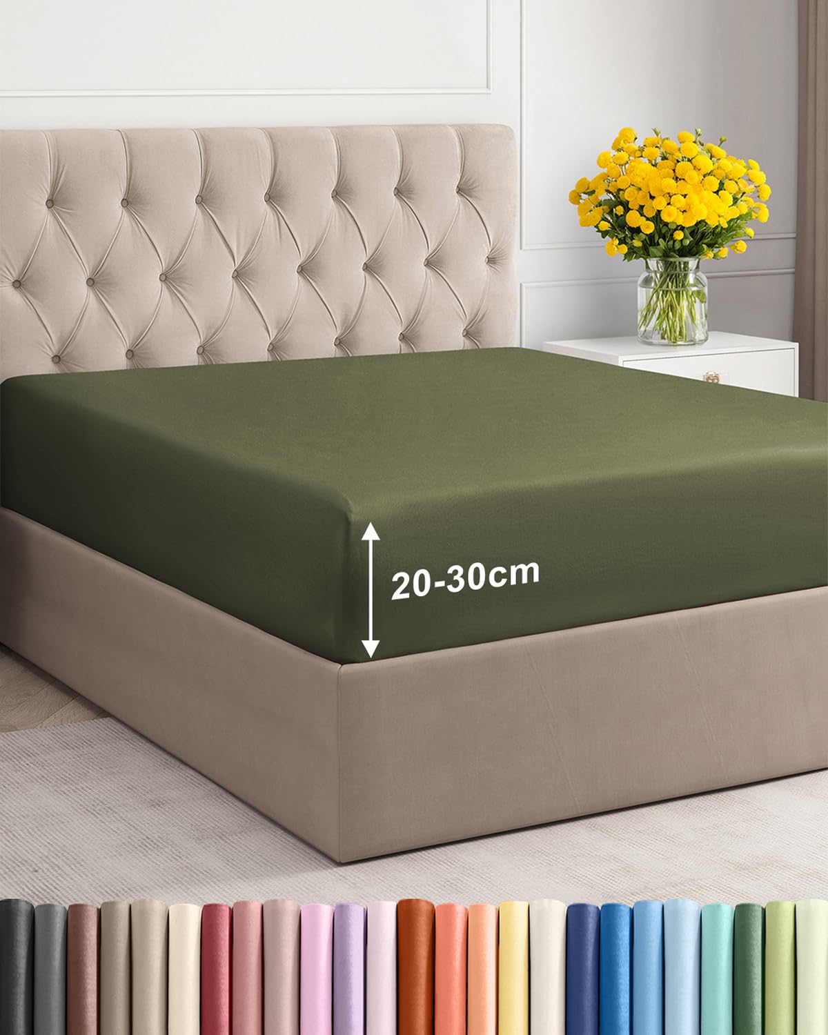 CGK Unlimited Spannbettlaken - Extra Tiefes Spannbetttuch für Matratzen bis 30 cm (12