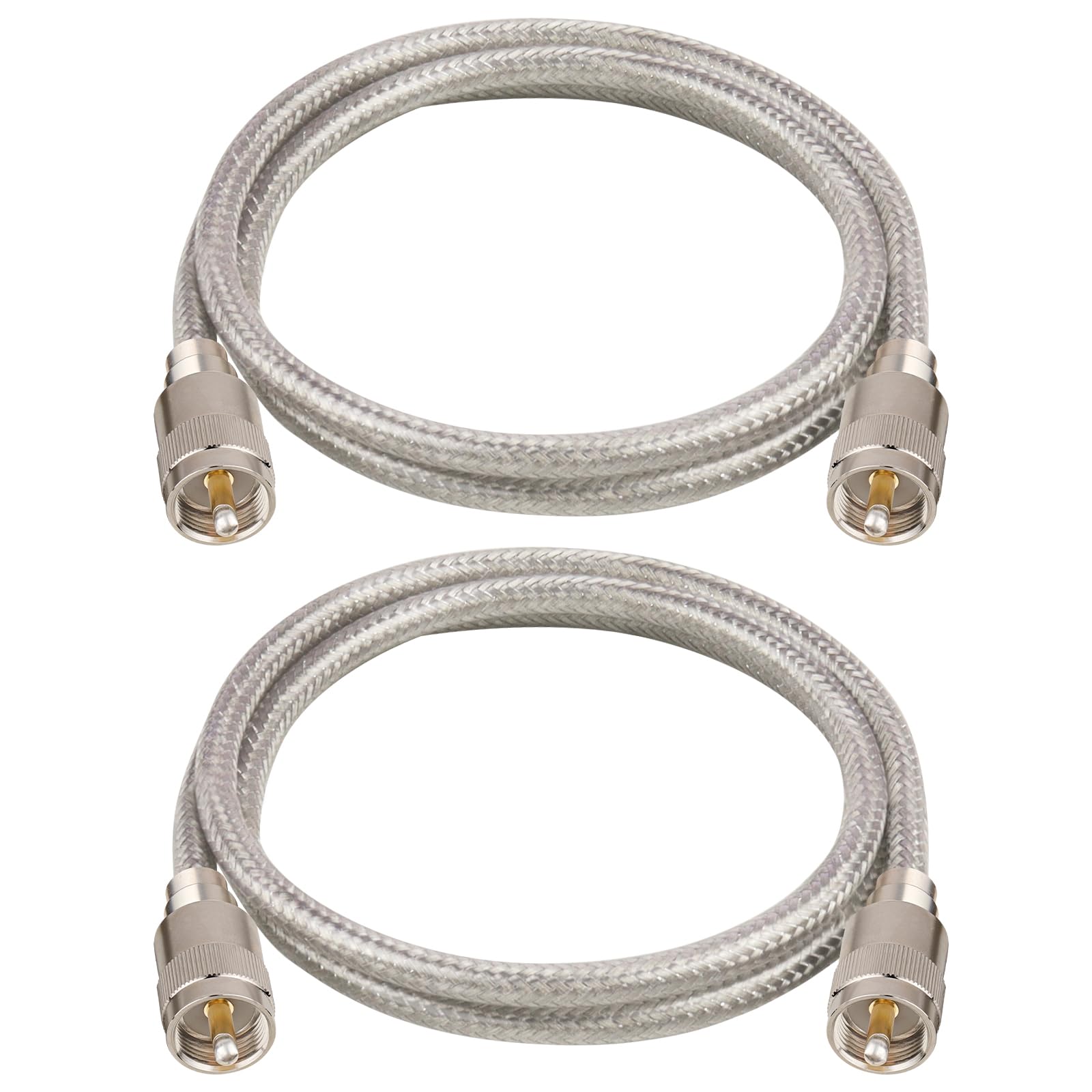 MOOKEERF RG8X - Cable de arranque (0,9 m, 2 unidades PL259 a PL259, cable de puente RG8X, cable coaxial CB, 50 ohmios, UHF PL259 macho a macho, cable de antena CB para radio CB, radio HAM,