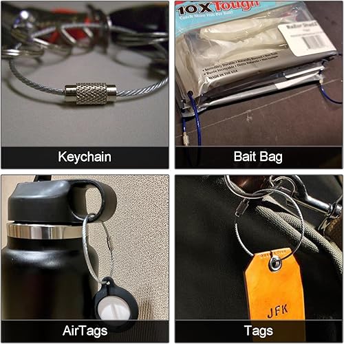 Miniatura 6 de CooBigo Lazos de acero inoxidable de 6 pulgadas para equipaje de 0.079 in, llavero de alambre para mujer, accesorios al aire libre, color plateado,