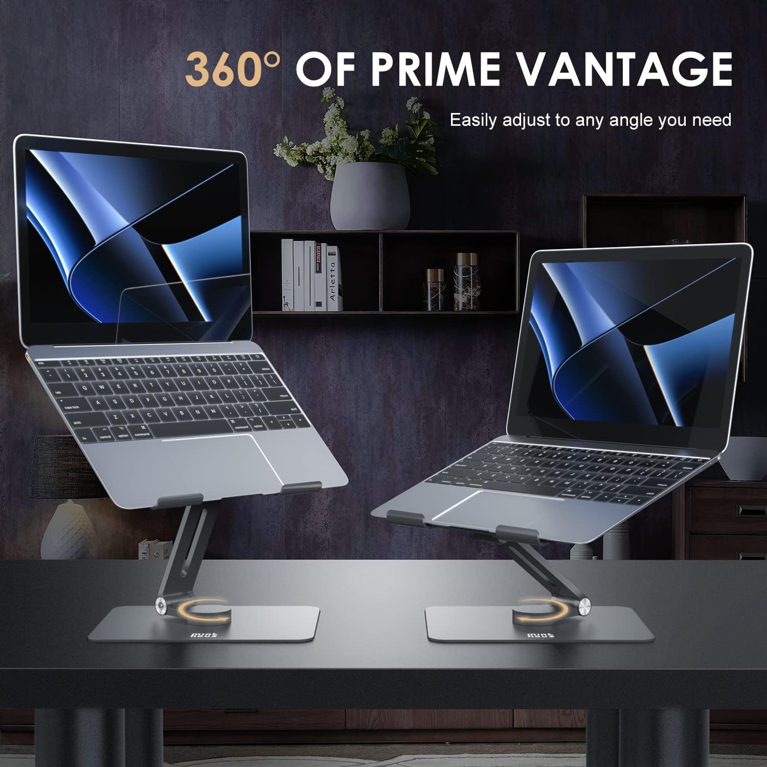 Minthouz Laptop Stand for Desk, Aluminum Laptop Riser with 360° Swivel, Foldable Laptop Holder