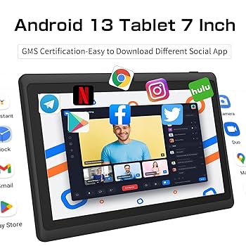 PRITOM 7 Inch Tablets Android 13, 4GB(2+2 Expand), 32 GB, (Expandable 128GB) Tablet PC With Quad Core Processor, 3500 Mah, HD IPS Display, Dual Camera, WiFi, Bluetooth, Tablet With Pink Case