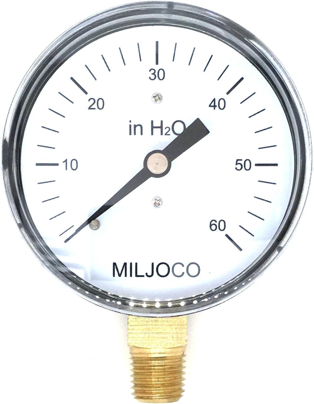 LP2507L240 2.5" Low Pressure Gauge, 1/4" NPT Lower Mount, Range Input: 0-60" H20