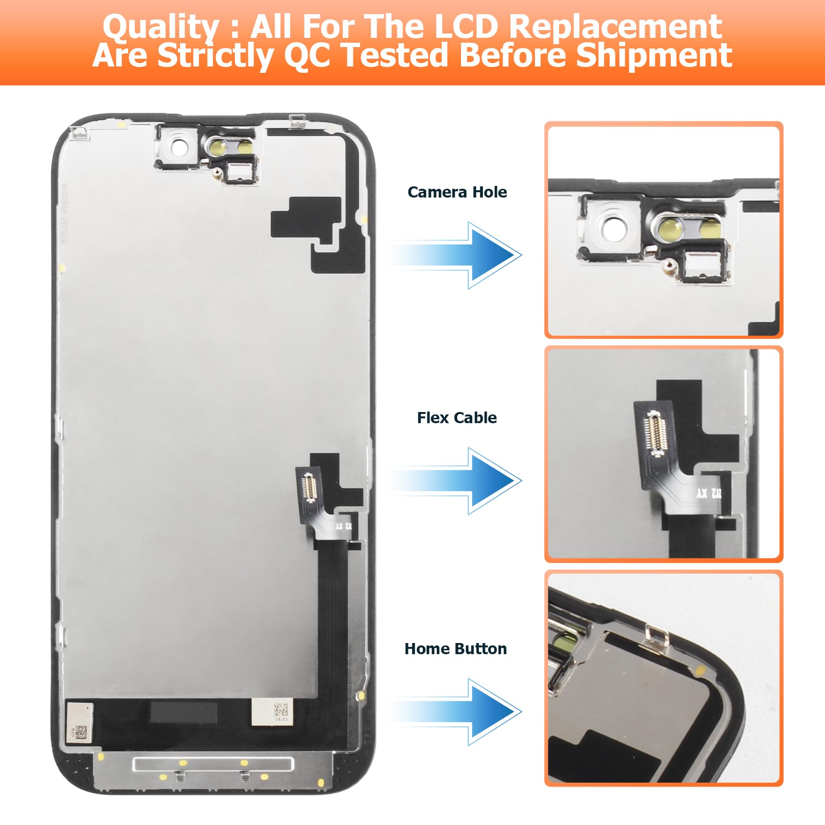INCELL pour iPhone 16 Écran de remplacement pour iPhone 16 LCD Display A3287, A3081, A3286, A3288 LCD Digitizer Touch Screen Assembly Kit de réparation