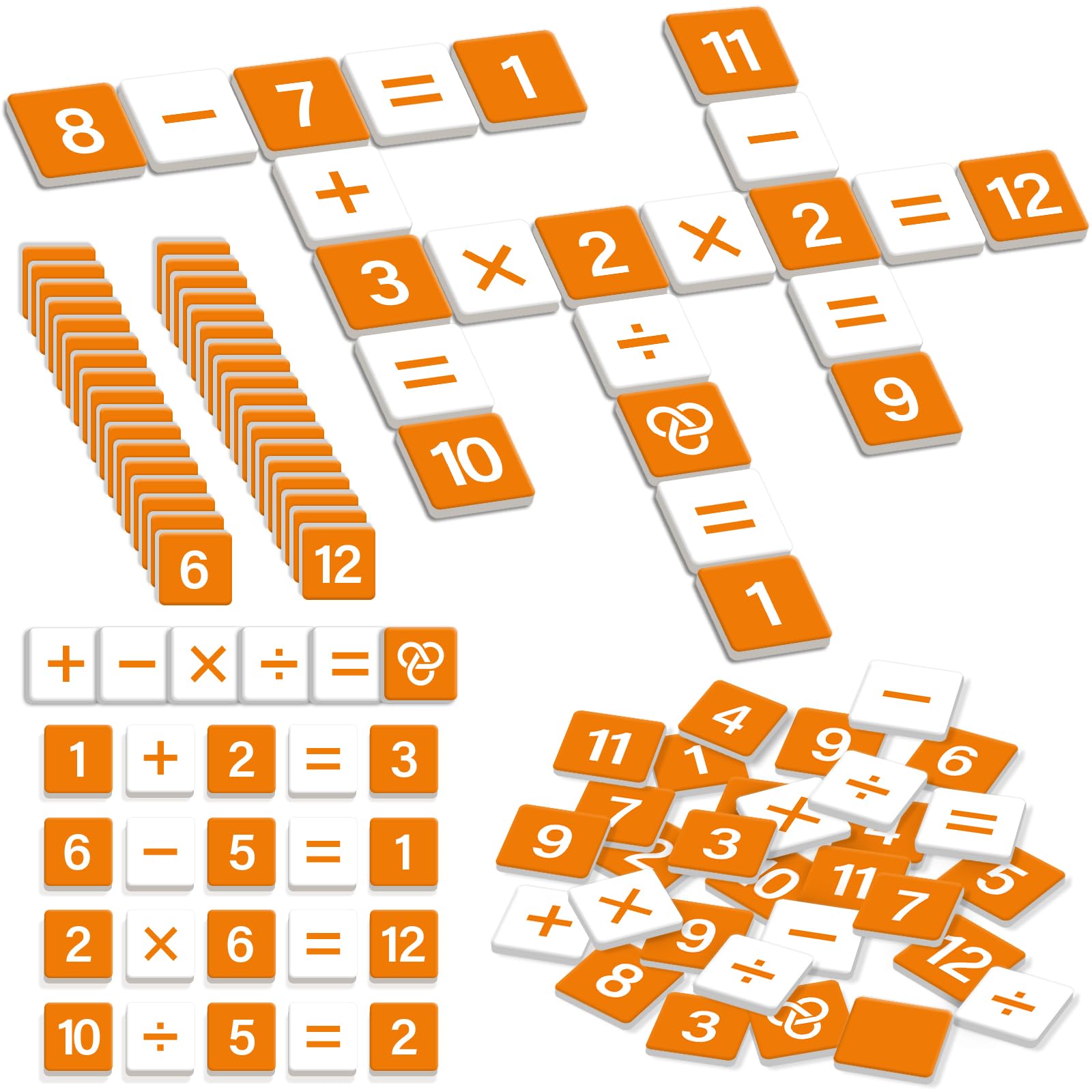 Kasfalci Math Manipulatives & Flash Cards - Addition, Subtraction, Multiplication & Division Learning Games for Kids - Travel & Homeschool Must Haves