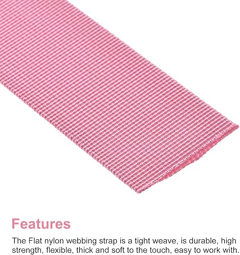 Miniatura 3 de MECCANIXITY Correa de nylon plana 1,5 pulgadas 10 yardas rosa para mochila, portaequipajes