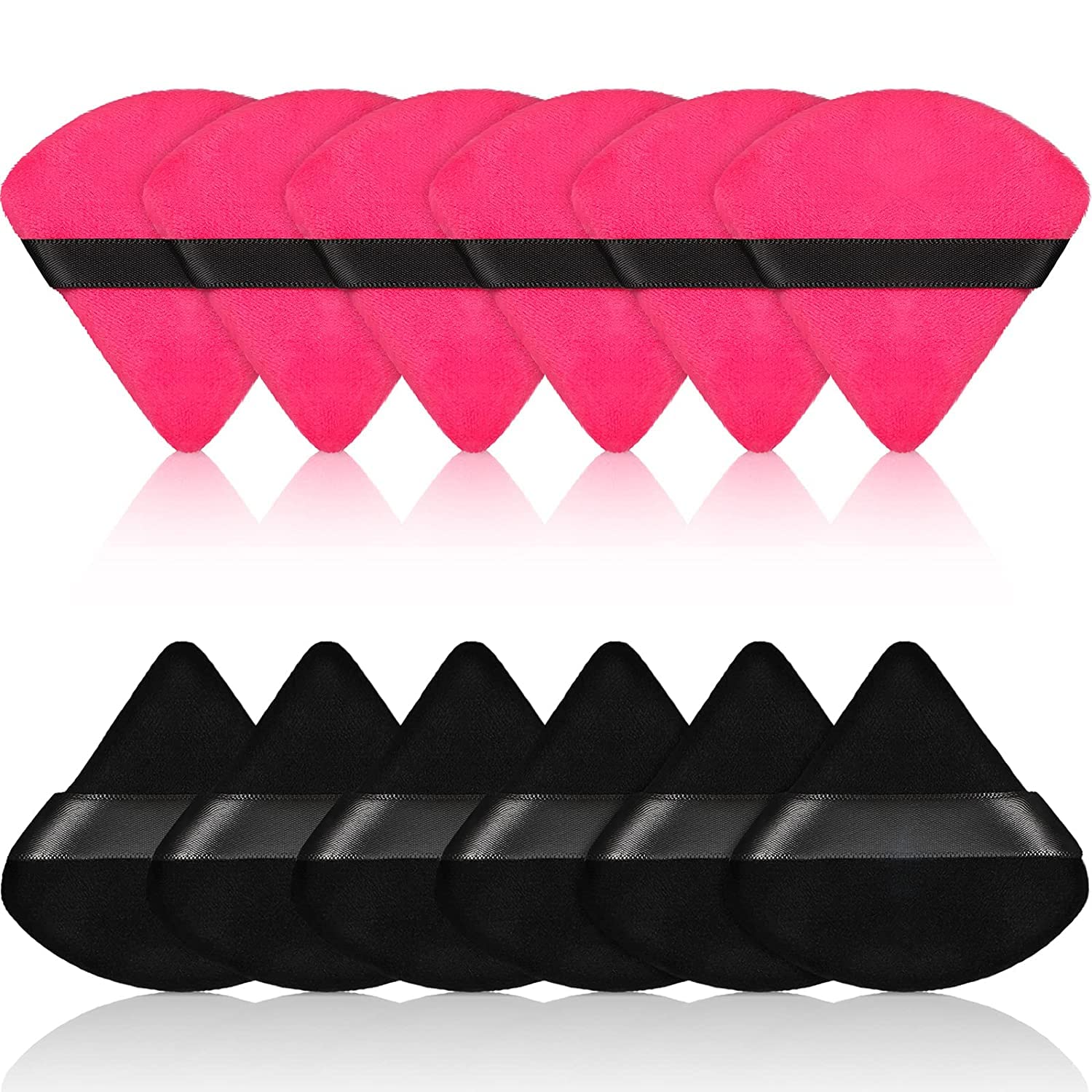 COSLUXE Pure Cotton Powder Puff, Triangle Wedge Shape Designed for Contouring, Under Eyes and Corners Loose Powder Mineral Powder Body Powder Makeup Tool (BLACK & PINK, Pack of 6)-image-44