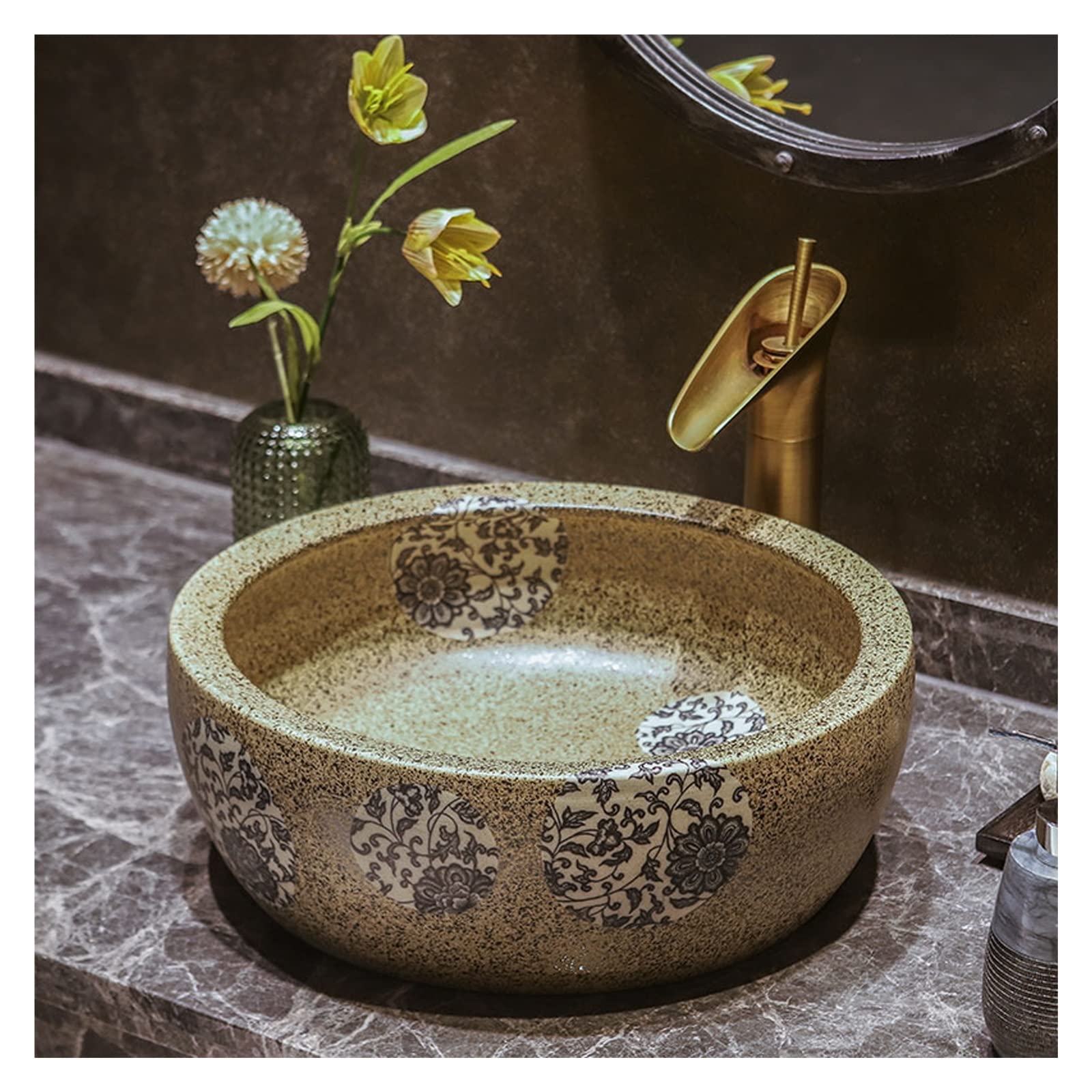 Round Vessel Sink,Above Counter Ceramic Sink Bowl For Bar And Cloakroom,