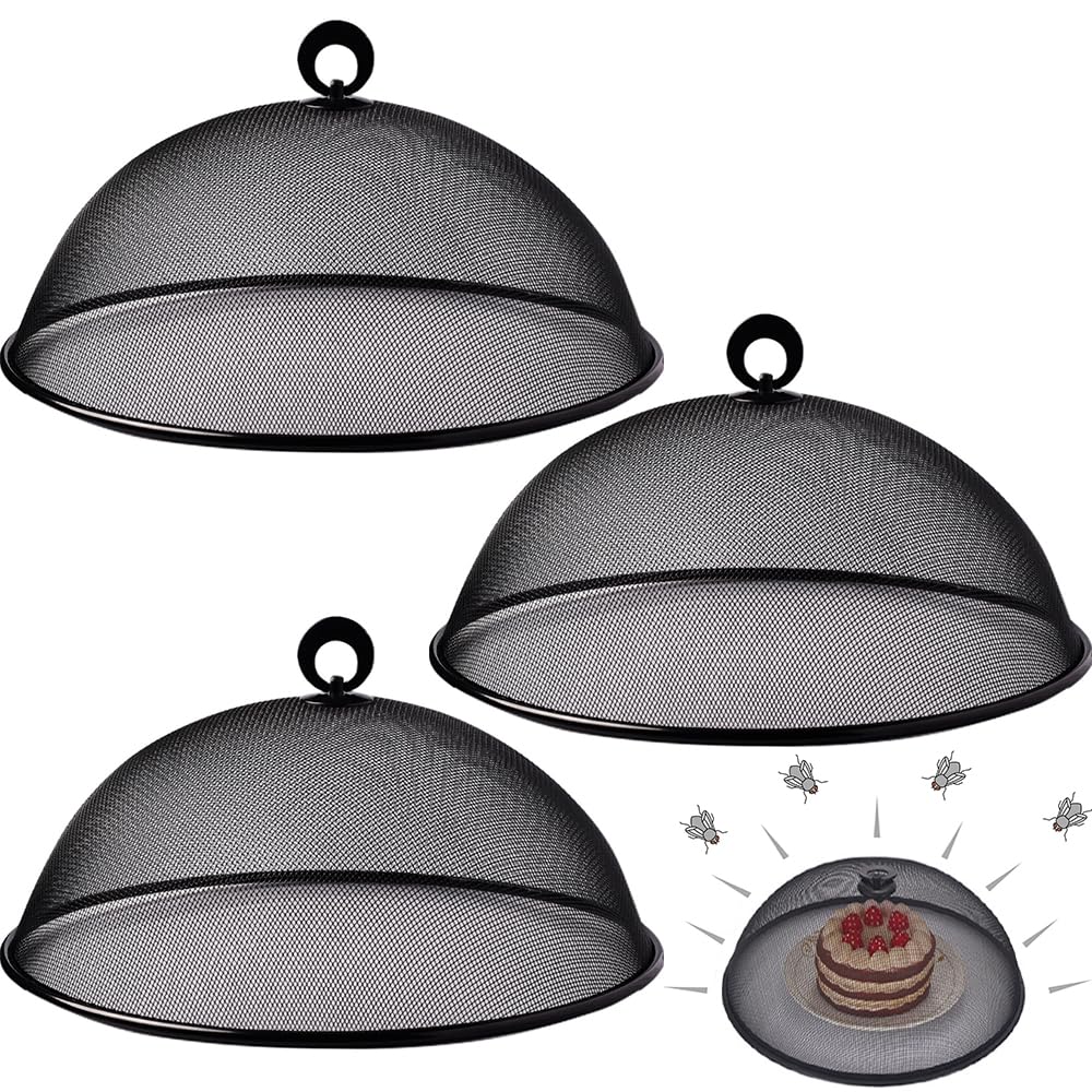 Set 3 Copri Cibo In Rete Metallica - Tenda Protettiva Per Alimenti, Bianco - Foto 9