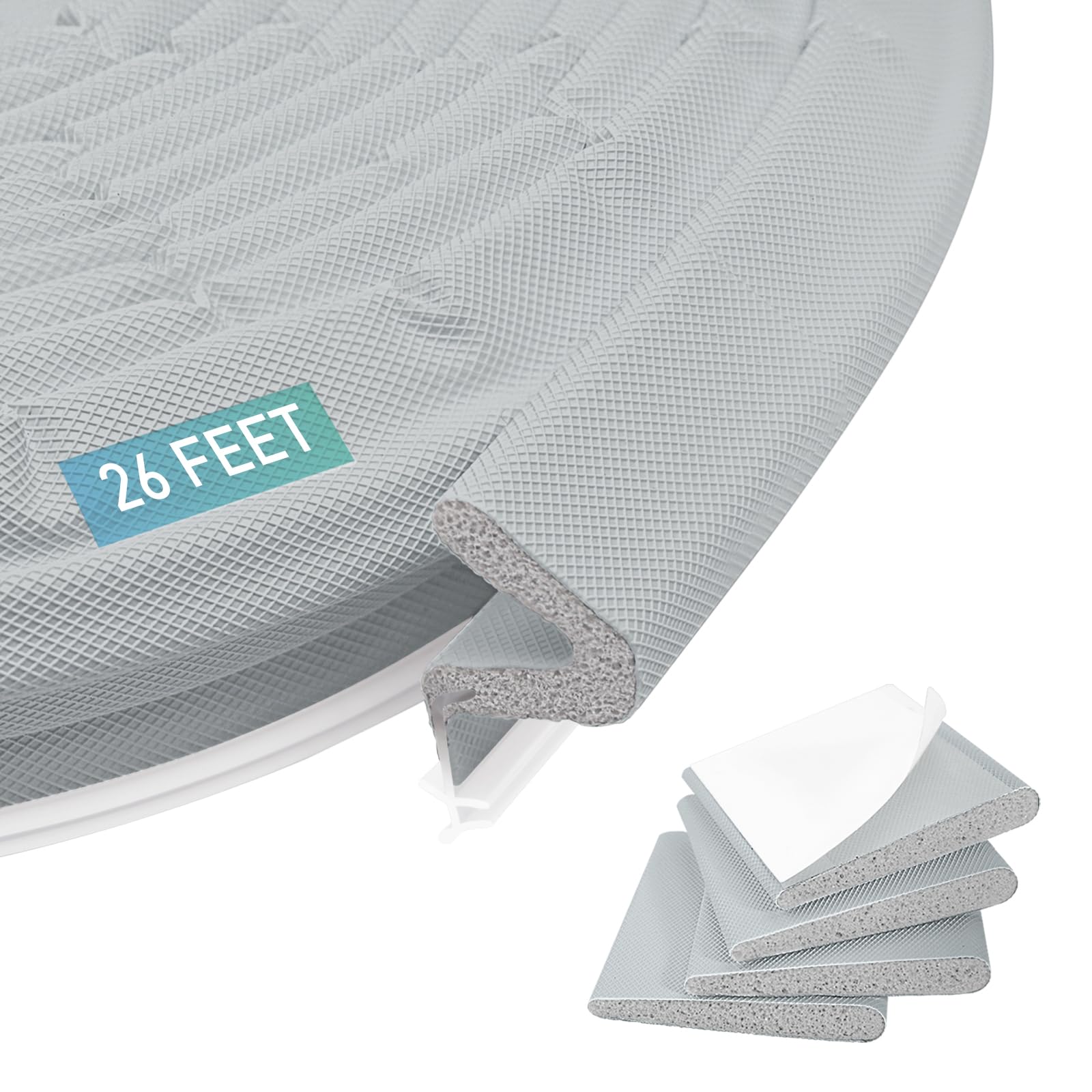 FCSOTSPS 26Ft Weather Stripping Door Seal,V Shaped Q Foam Kerf Weatherstrip, Soundproof Exterior Front Door Frame WeatherStripping with 4 PCS Door