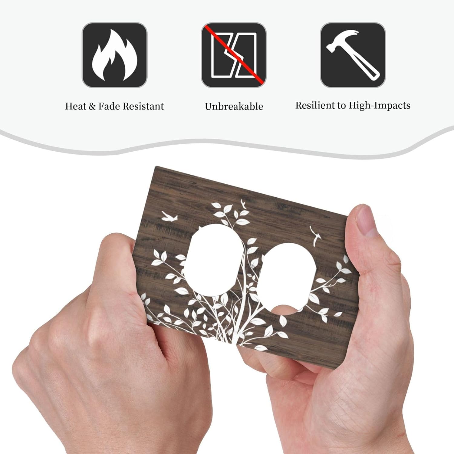 Rustic Tree Wood Outlet Covers Light Switch Cover Decorative Farmhouse Brown Duplex Wall Plate Switchcover Electrical Faceplate for Kitchen Bathroom Bedroom 5" x 3"