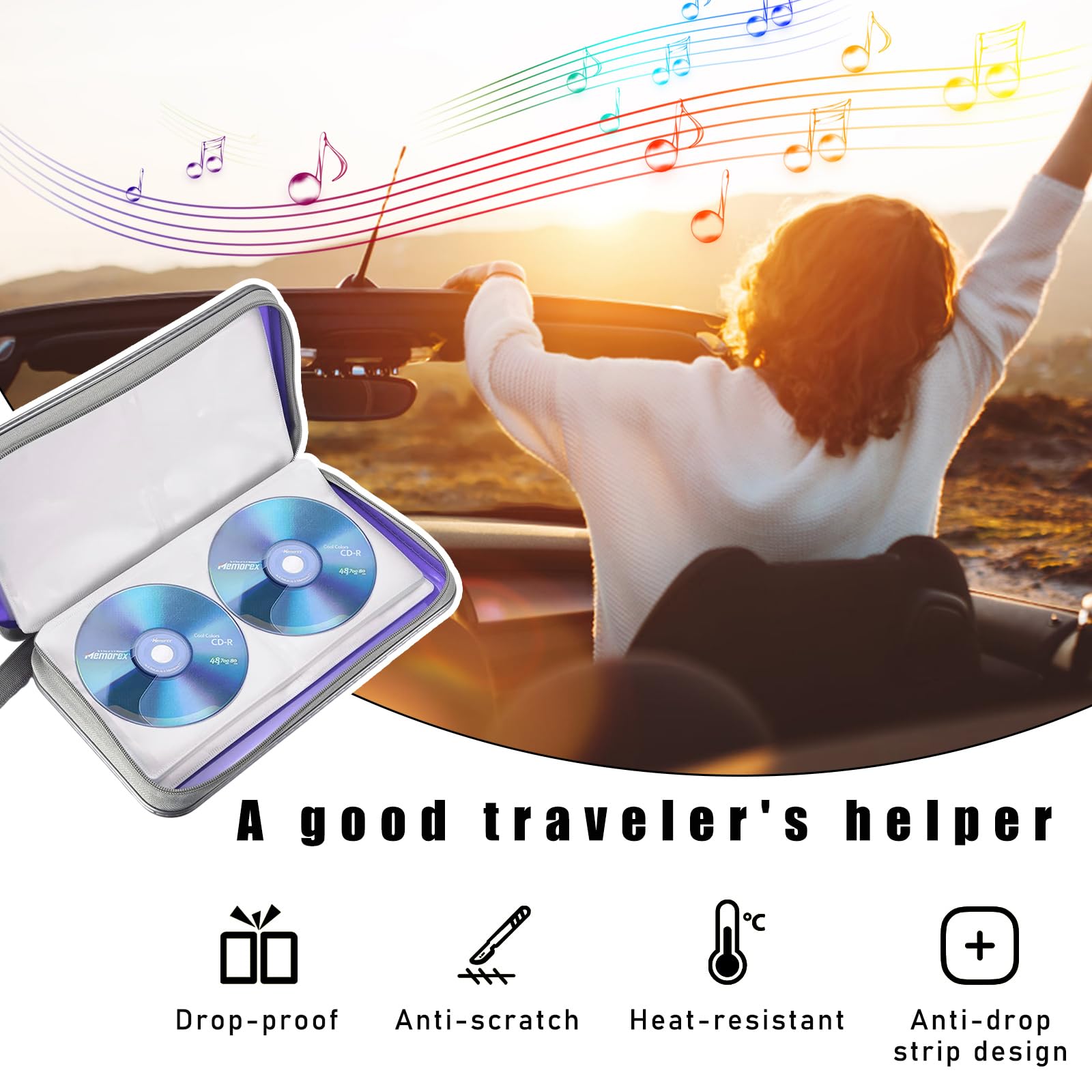Snapklik.com : Sylvil Car CD DVD Case, 96 Capacity Hard Plastic CD ...