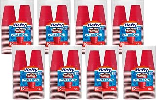 Hefty Easy Grip Disposable Plastic Cold Cups, Red, 18 Ounce, 50 Count (Pack of 8)