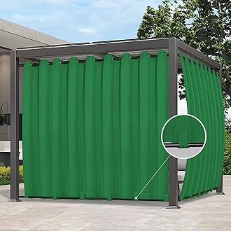 Easy-Going Outdoor Curtains Waterproof Windproof Weatherproof Curtain for Patio, Cabana, Porch, Pergola and Gazebo, Grommet Top and Tab Bottom Drape, 1panel, 150x96 inch, Green