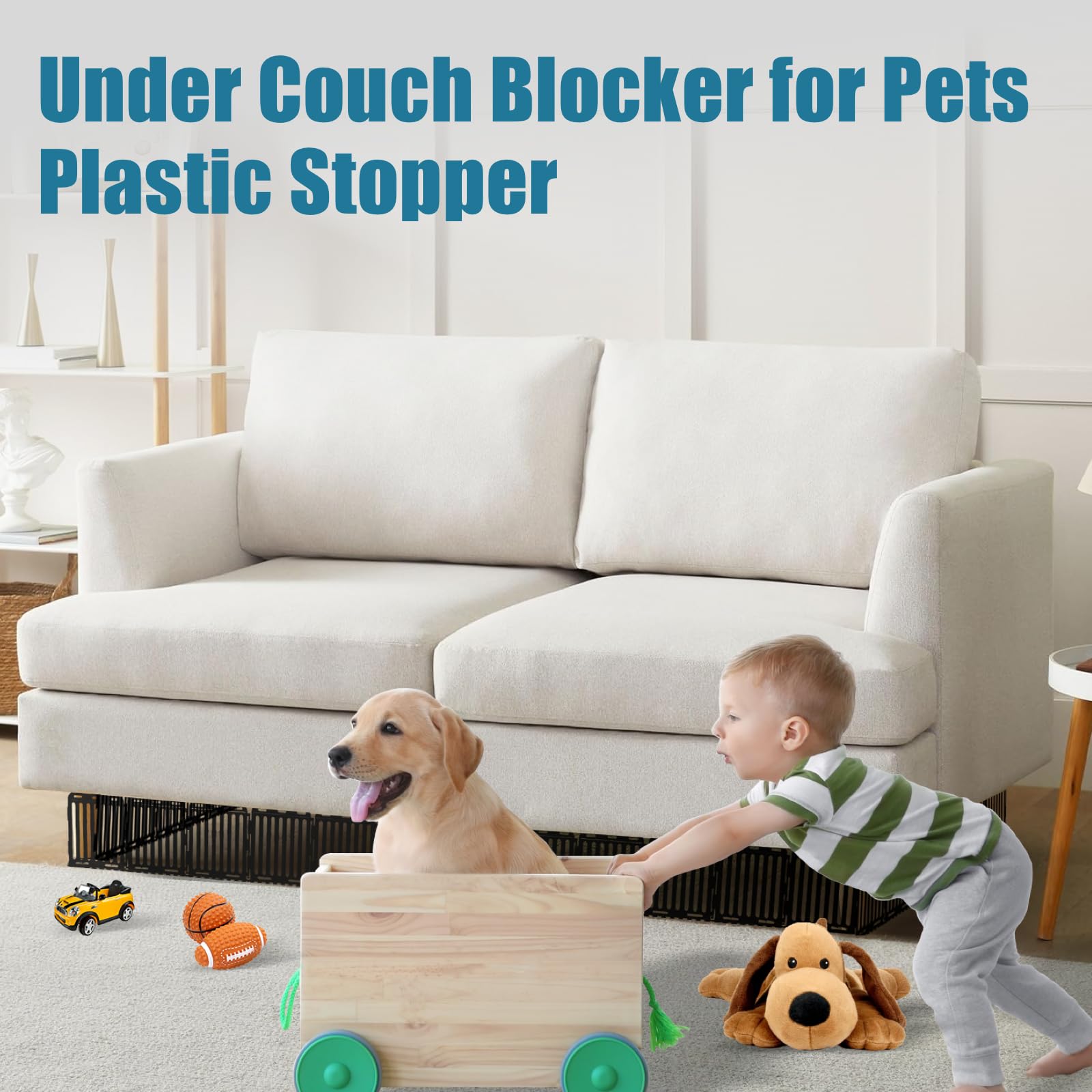 Crystine Under Furniture Blocker Set - 24 PCS Versatile Under Couch and Bed Blocker for Pets, Black