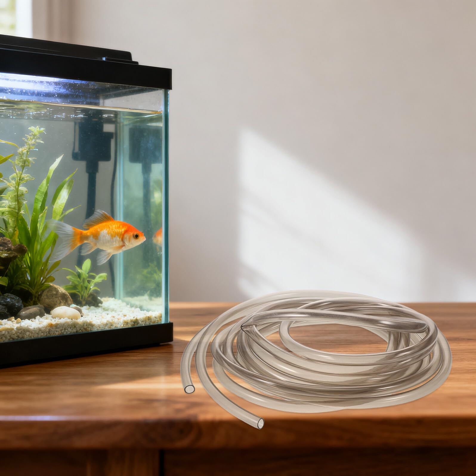 WOONEKY Herramienta para Limpieza de Acuarios con Tubo de PVC Abrazadera Cambiador de Agua y Aspirador de Grava para Mantenimiento de Tanques Grandes de Peces Tortugas y Camarones