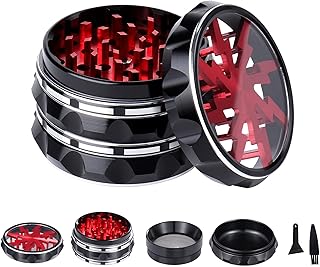 Gesponserte Anzeige – TIRIRS 6,3 cm, 4 Stück, transparente Oberseite Kräutermühle – Aluminium Gewürzmühle mit Pollenschabe...