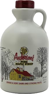 Anderson's Grade A Very Dark Maple Syrup 32 oz Jug - Strong Flavor, Pure & Nutrient-Rich Family Crafted Since 1928