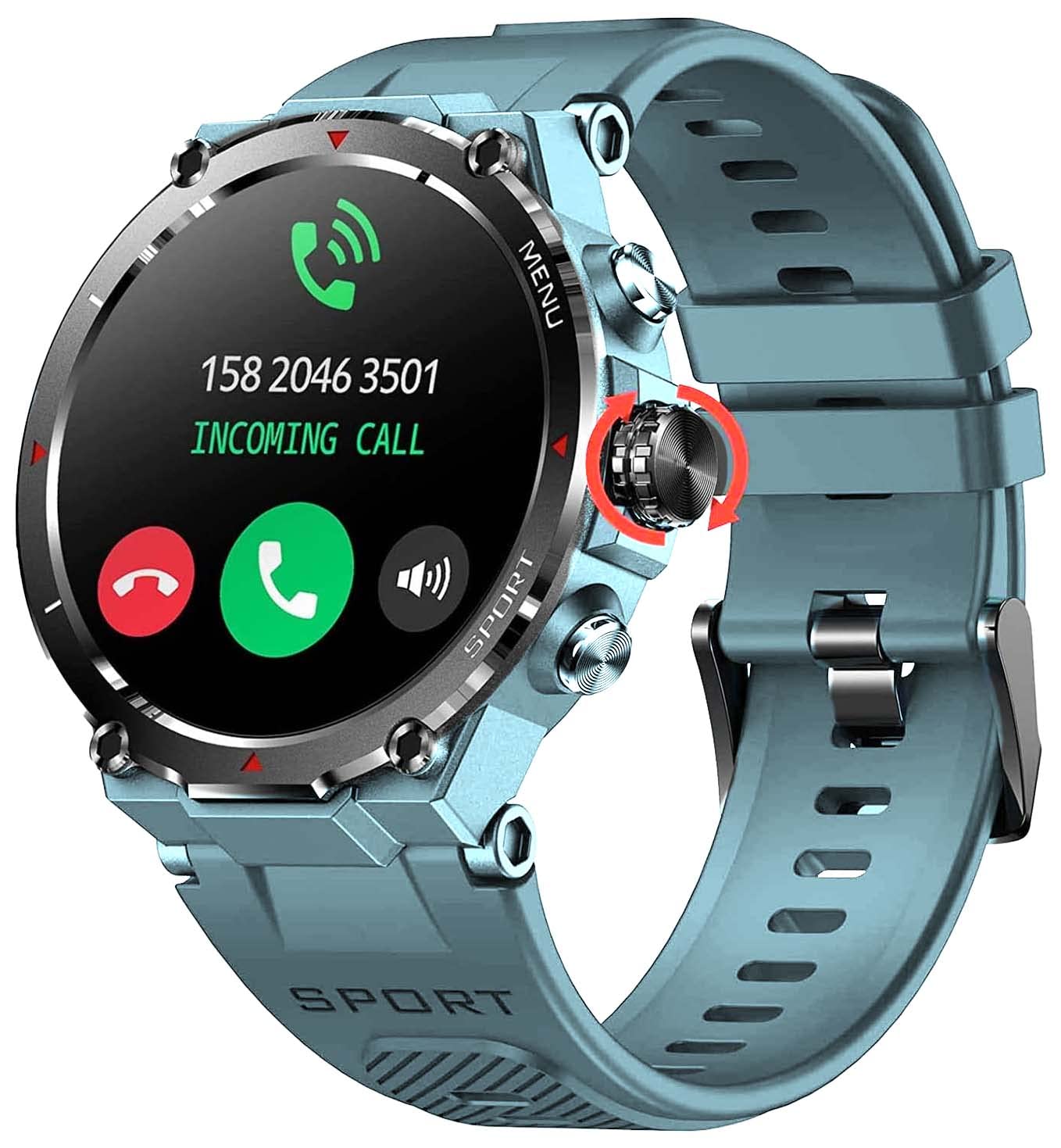 Military Smart Watch for Men Rugged Tactical Smartwatch Bluetooth (Answer/Make Calls) 1.32'' HD Fitness Watch Heart Rate Monitor Sleep Tracker (Blue)