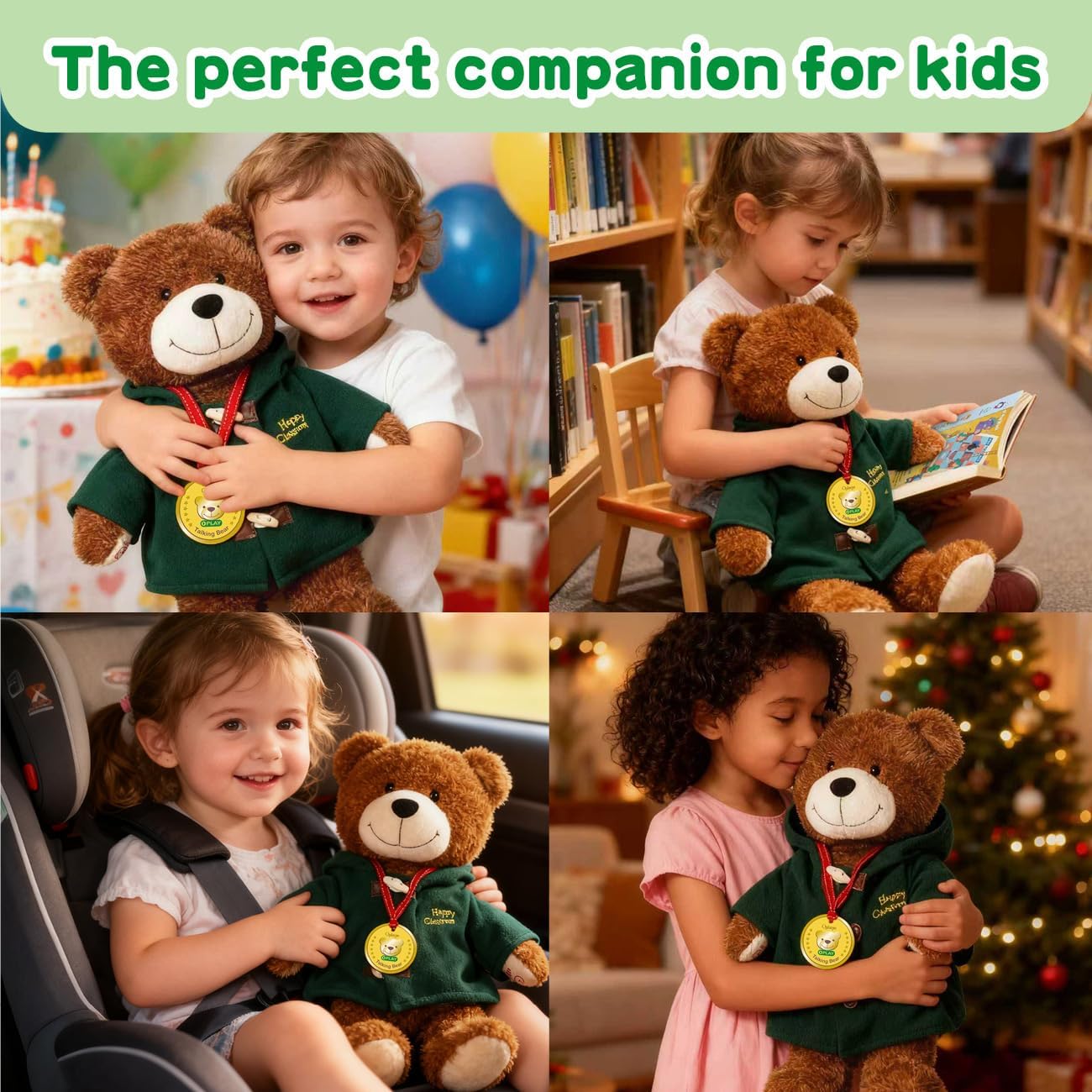 Storytelling Singing Talking Teddy Bear Stuffed Animal Toddlers Toy with English Chinese Japanese Spanish Talking Flash Cards for Toddlers, Spanish learning for kids, Montessori Language Learning
