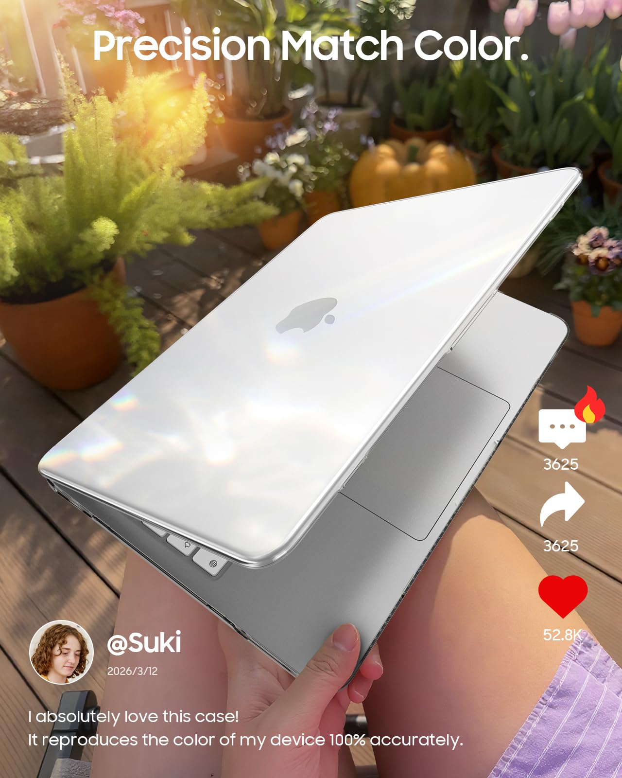 Fintie Case for MacBook Neo 13 Inch A3404 (2026 Release) - Protective Ultra-Thin High Transparency Snap On Hard Shell Cover for MacBook Neo 13" with A18 Pro Chip (Crystal Clear) - 4