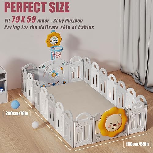 Miniatura 5 de Tapete de juego para bebé para suelo, tapete de espuma viscoelástica extra grande de 1.3 pulgadas de grosor, tapete de terciopelo coral suave con