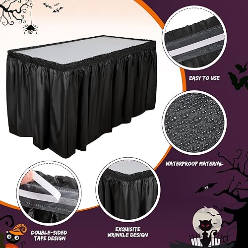 Miniatura 3 de Breling 4 piezas de falda de mesa de plástico de 29 pulgadas x 14 pies, desechables para mantel rectangular, boda, ducha, fiesta de cumpleaños,