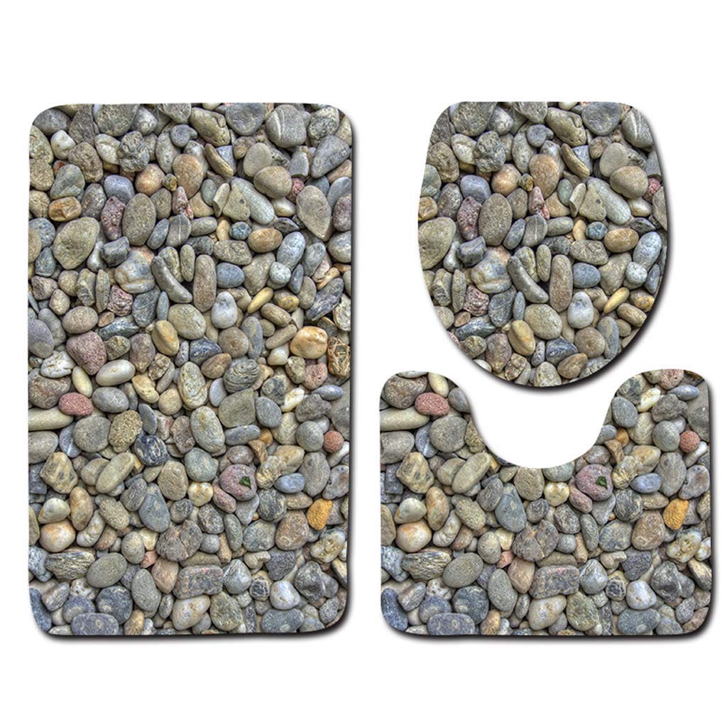 Tapis de sol en pierre naturel et set de bain toilette trois pièces 50x80cm absorbant