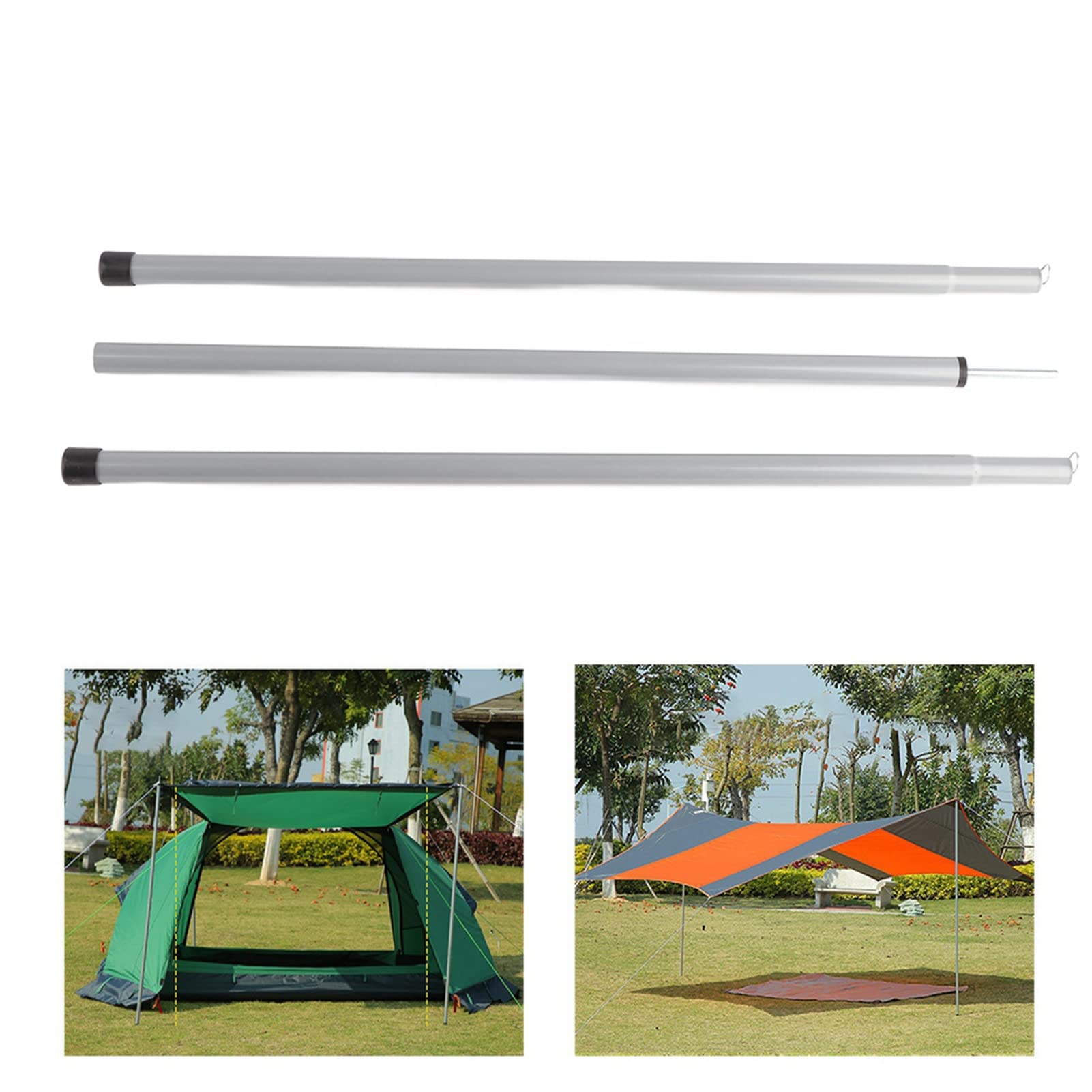 Lot 2 Barres Télescopiques SUNOYA 43-200 Cm – Tiges Aluminium Support Tente/Bâche, Réglables, Sac Rangement Inclus – Camping