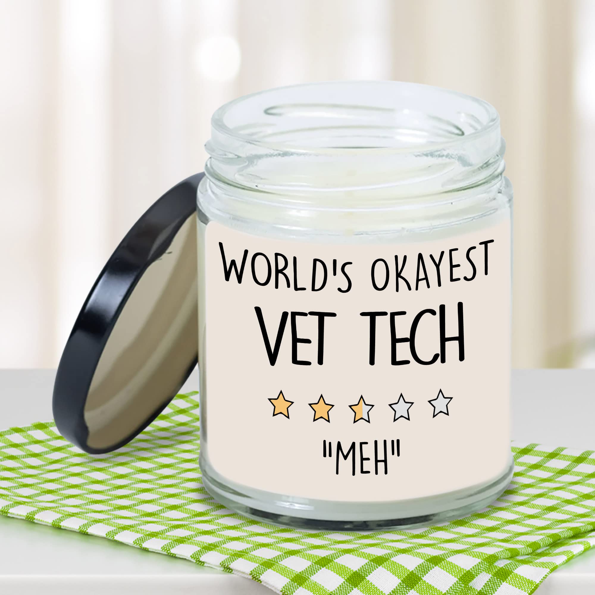 MEDROC Vet Tech Candle World's Okayest Vet Tech Thank You Gift for Vet Coworker Women, Birthday Christmas Gift for Vet Tech Best Friend, Vet Tech Week Home Decoration Gift
