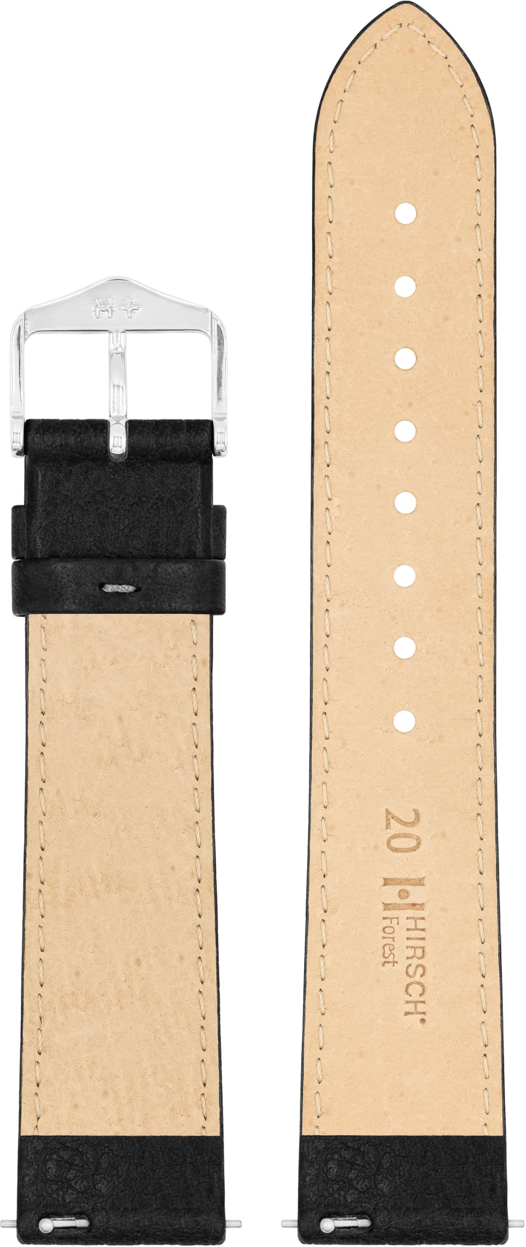 HIRSCH Uhren-Armband Forest - Uhrband aus naturbelassenem Büffelleder - Uhrenband mit natürlicher Färbung