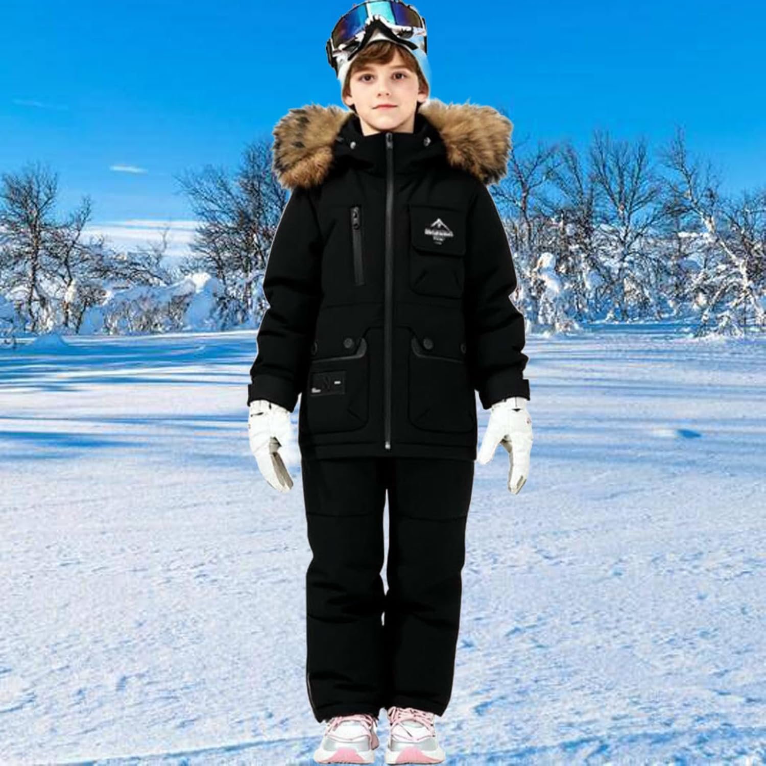 Kids Snow Suit Girls Hooded Waterproof Insulated 2 Piece Ski Suit Traje De Nieve