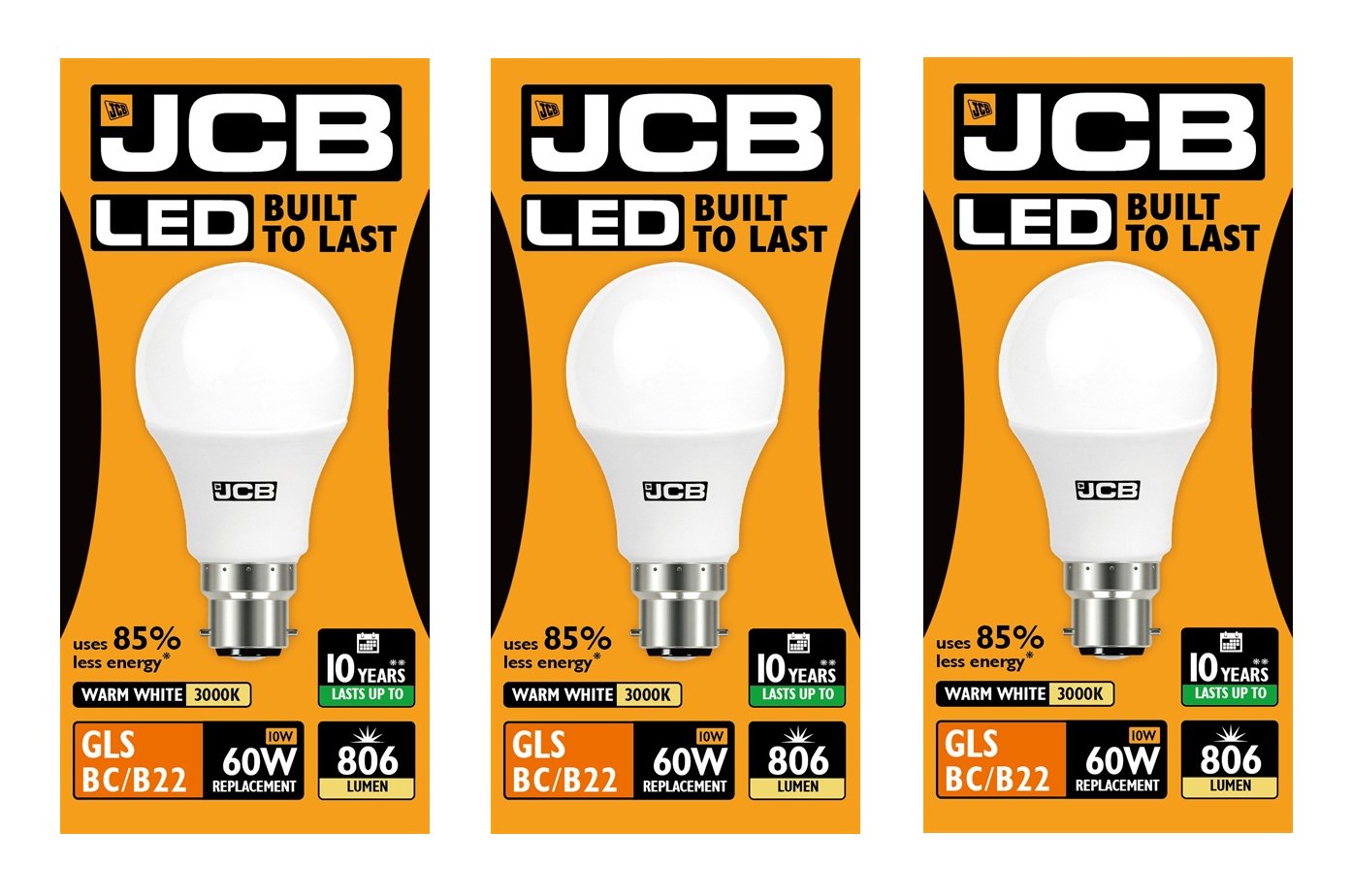 JCBLED GLS Bulbs (6w=40w 10w=60w 15w=100W) LAMP BC B22 ES E27 3000k / 6500k (6w - B22 Bayonet Cap - 3000k Warm White - x3)