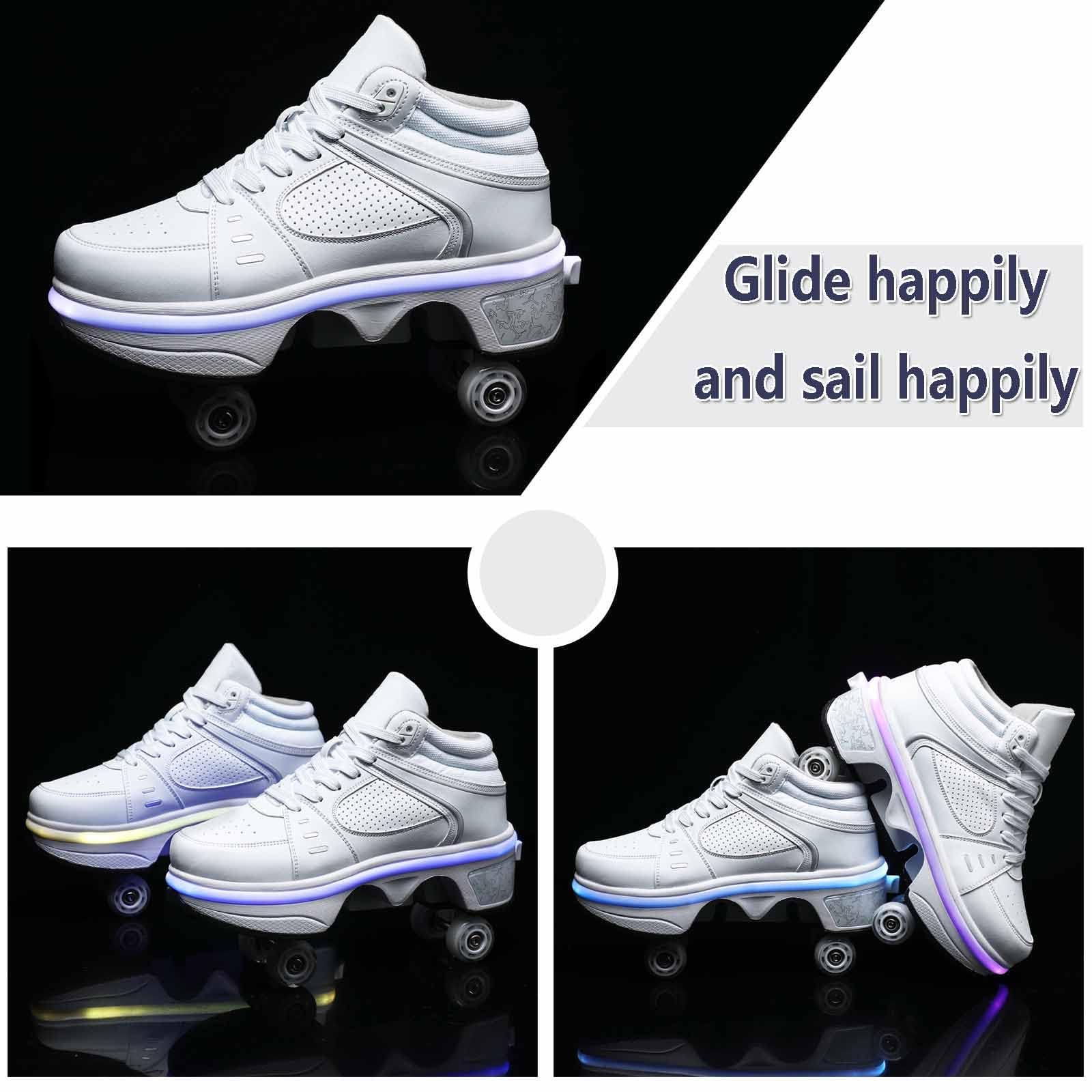 Schuhe Mit Rollen für Mädchen, Rollschuhe Damen Mit Einziehbaren Rädern,Roller Skate Shoes Als Weihnachts- und Geburtstagsgeschenke
