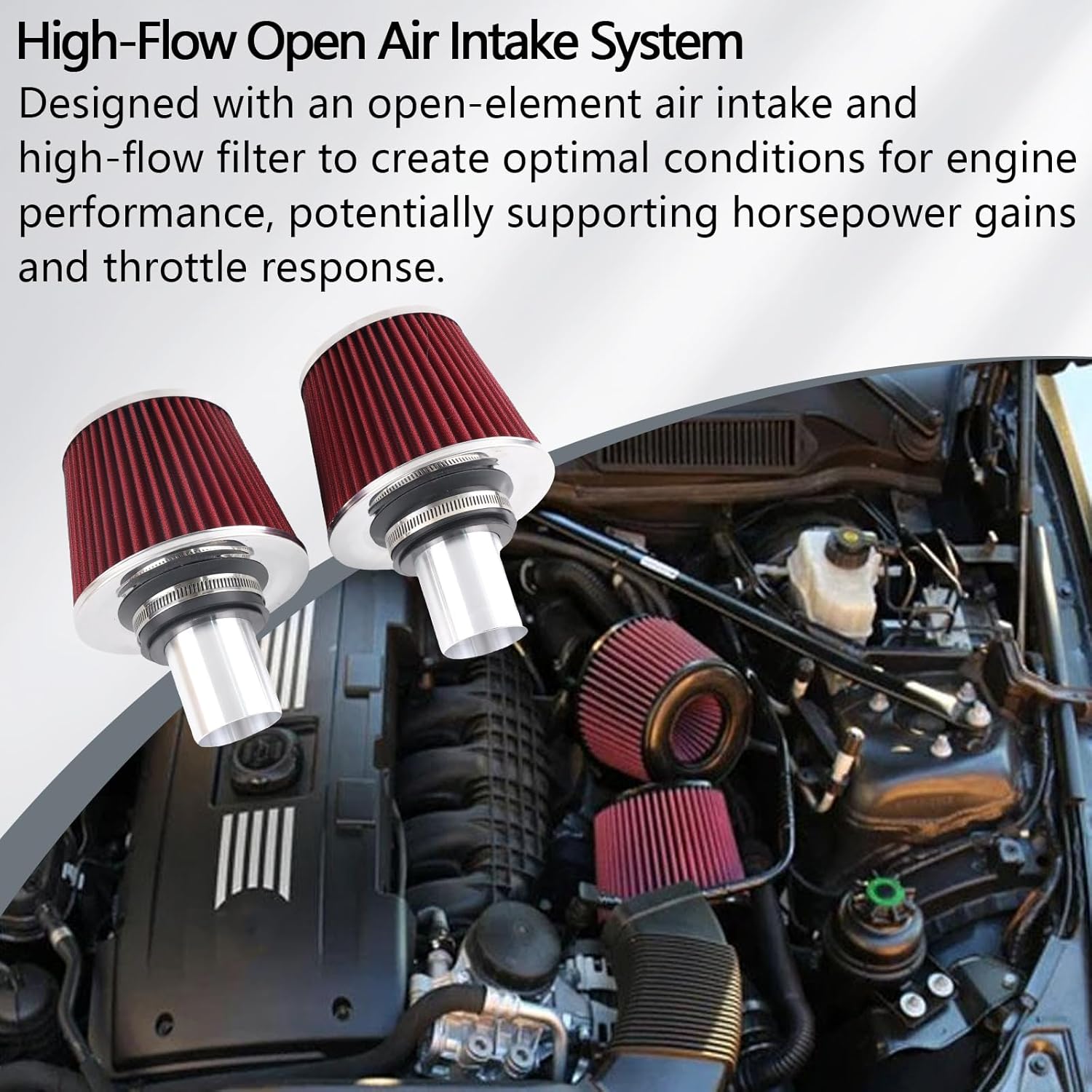 Dual Cone Air Intake Kit Cold Air Intake System with High Flow Filters Compatible with BMW E82 E88 E89 E90 E91 E92 E93 135i 335i 535i N54 3.0L