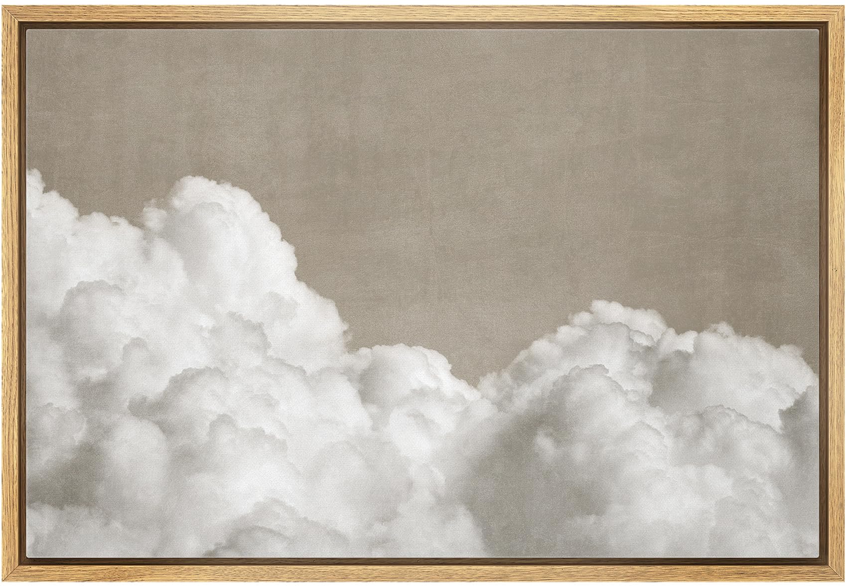 MUDECOR Framed Canvas Print Wall Art Soft Cloudscape Neutral Sky and Clouds Illustrations Fine Art Decorative Zen Multicolor Country/Farmhouse Retro