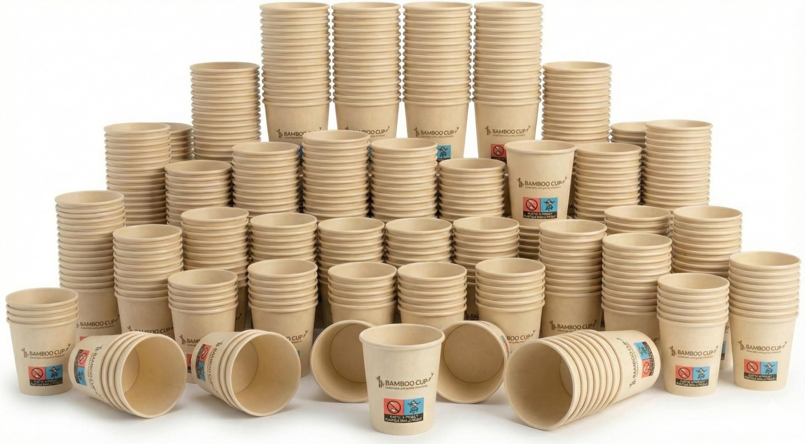 Générique Lot de 1000 Gobelets Carton Fibre de Bambou – Sans PFAS & Recyclables – Couleur Kraft Naturel- Plusieurs Tailles Disponibles (20 cl (7 oz))