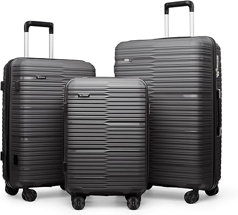 3 Piece Luggage Sets PP Hard Shell Carry on Suitcase Set with Spinner Wheels, Ha&hellip;