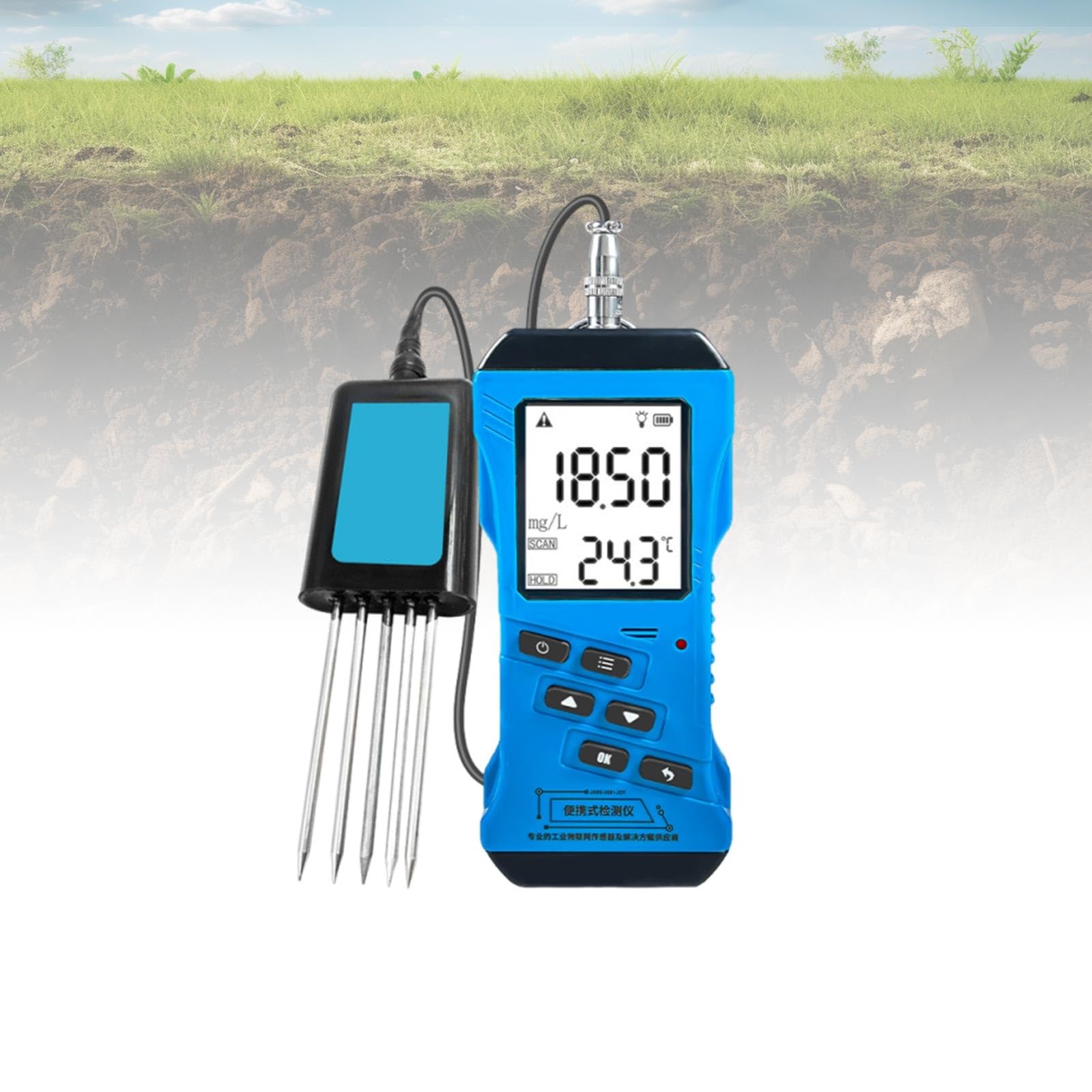 Tester gleby – cyfrowy miernik NPK 7 w 1 do pomiaru pH, wilgotności, temperatury, przewodności, dokładny i przenośny, do ogrodnictwa, hodowli, pielęgnacji roślin