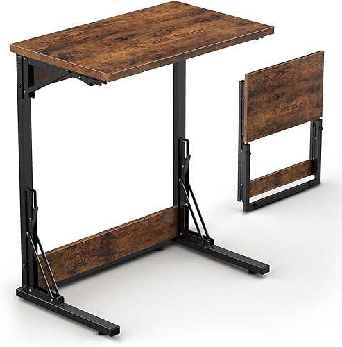 Tatub Mesa auxiliar plegable en forma de C de 24 pulgadas, escritorio lateral pequeño para computadora portátil, mesa de bandeja de TV para sala de