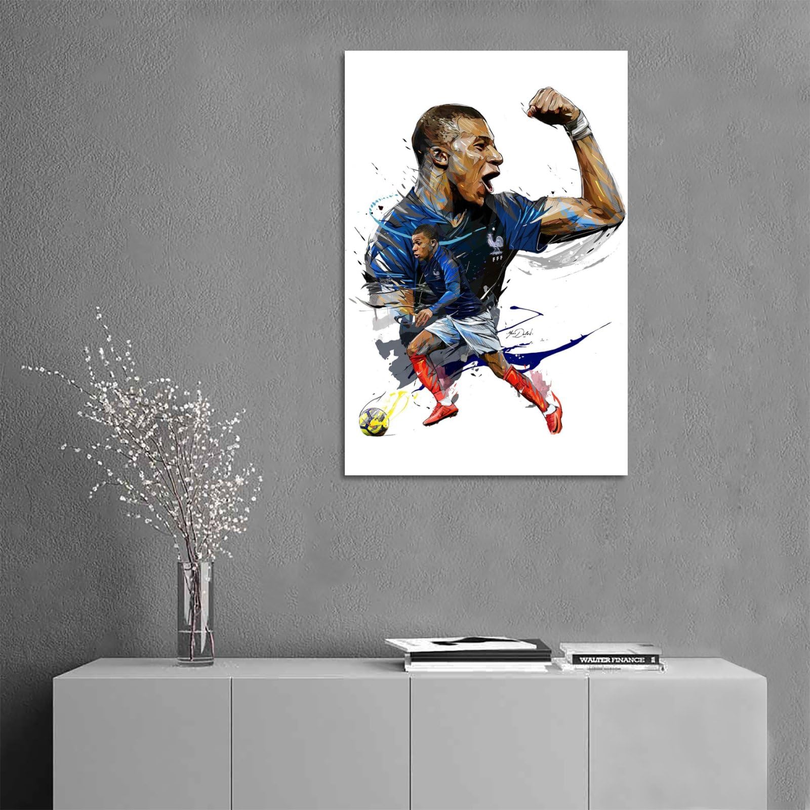 ocvdfss Kylian Mbappe Poster sur toile Décoration murale pour salon, chambre à coucher 50 x 75 cm